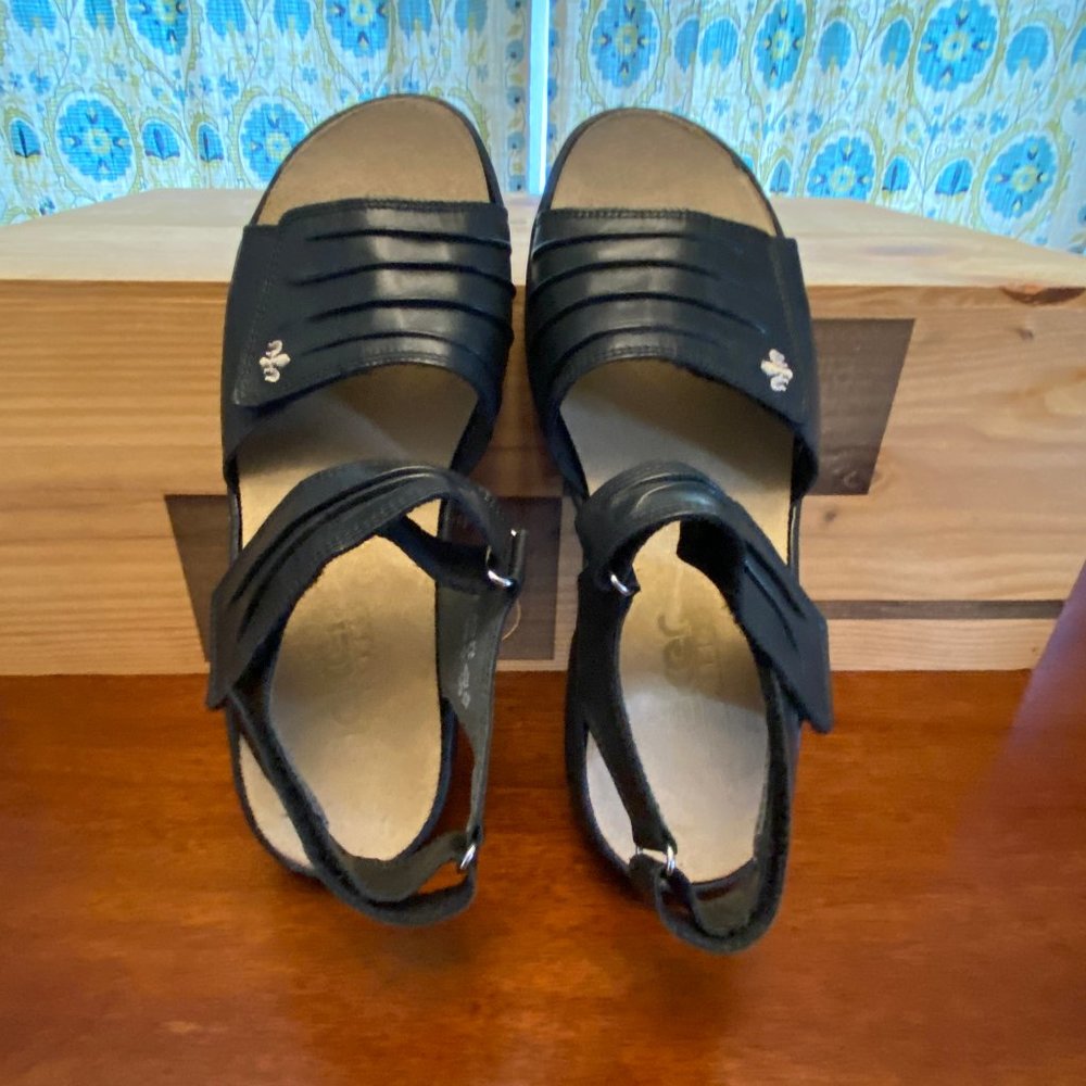 Rieker Women's Black Leather Adjustable Strap Sandals - Picture 7 of 16
